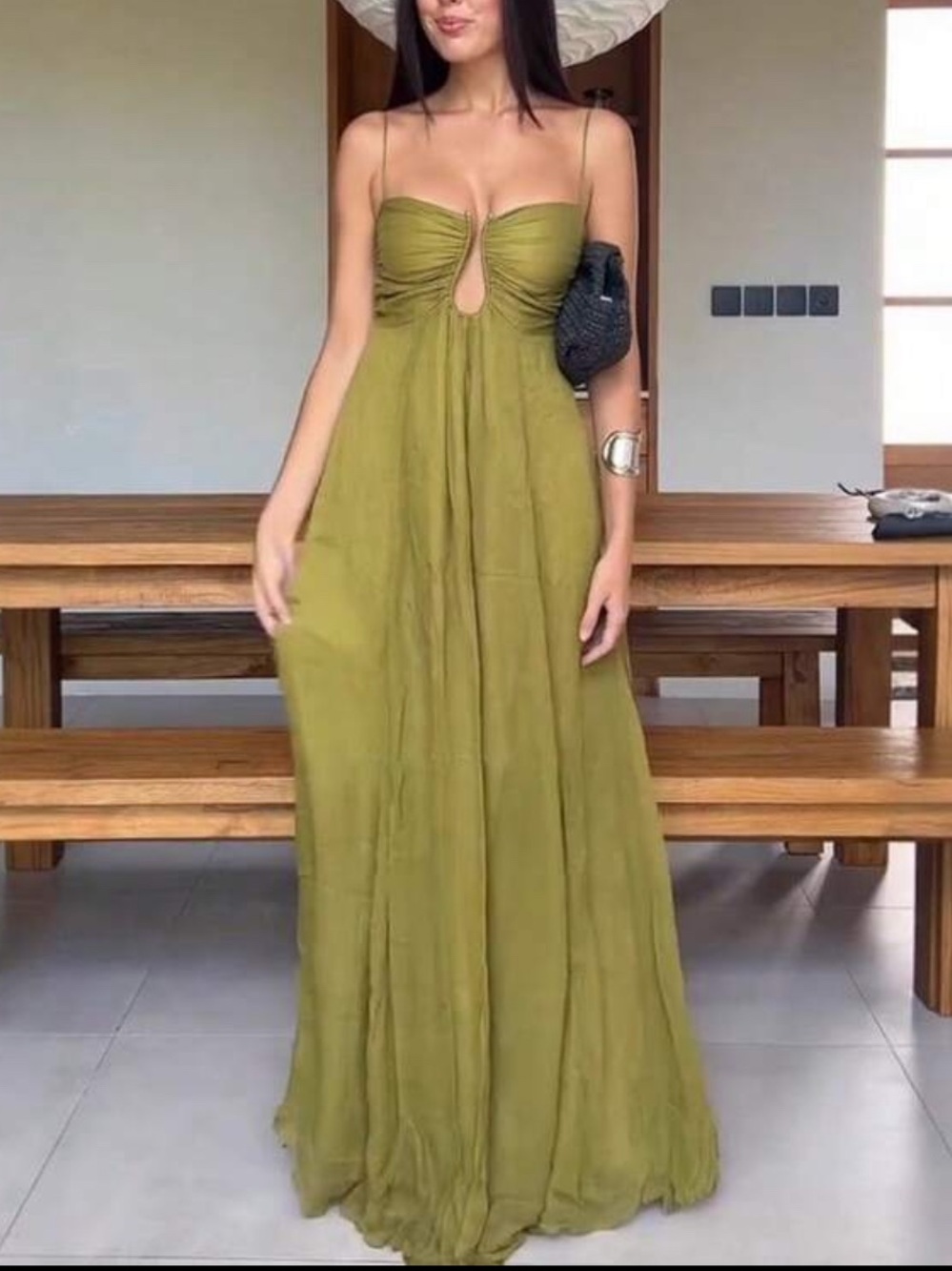Olive Green Sleeveless Maxi Dress